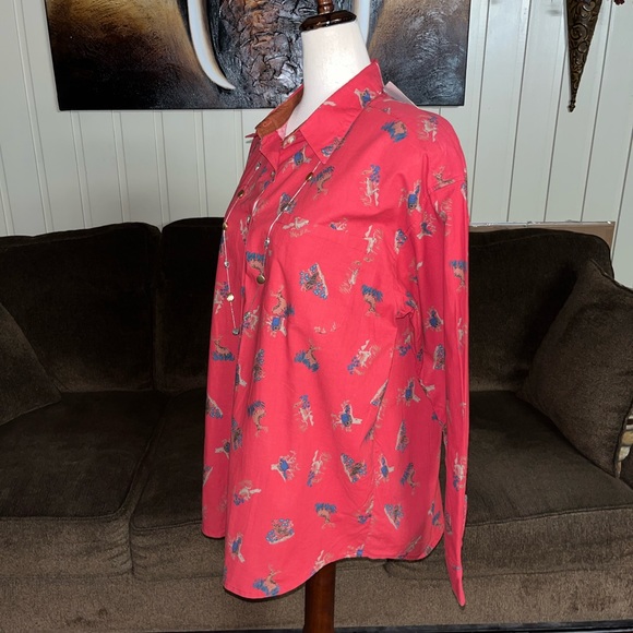 Kyoto Kasuals • Vtg • Large • New • Red • Blouse • Deer/ Bird/ Owl Design - Picture 2 of 15